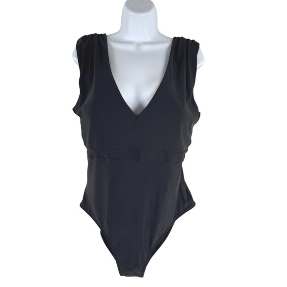 Summersalt One Piece Swimsuit Womens Size‎ 14 Black Solid V-Neck Beach SW-2093 - Picture 1 of 8